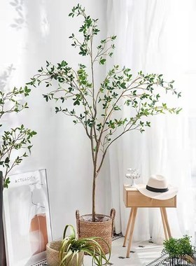 富鸿inas风彷真山茶树绿植物椿树北欧客厅落地摆件室内假树花盆栽