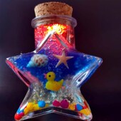 高档DIY带灯夜光彩p虹海洋宝宝空玻璃木塞漂流许愿瓶全套材料礼物