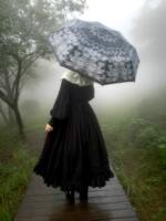 Raven&Lace "Ode to Lilies" Gothic style printed umbrella, automatic folding umbrella, sun protection and shade umbrella thumbnail 3