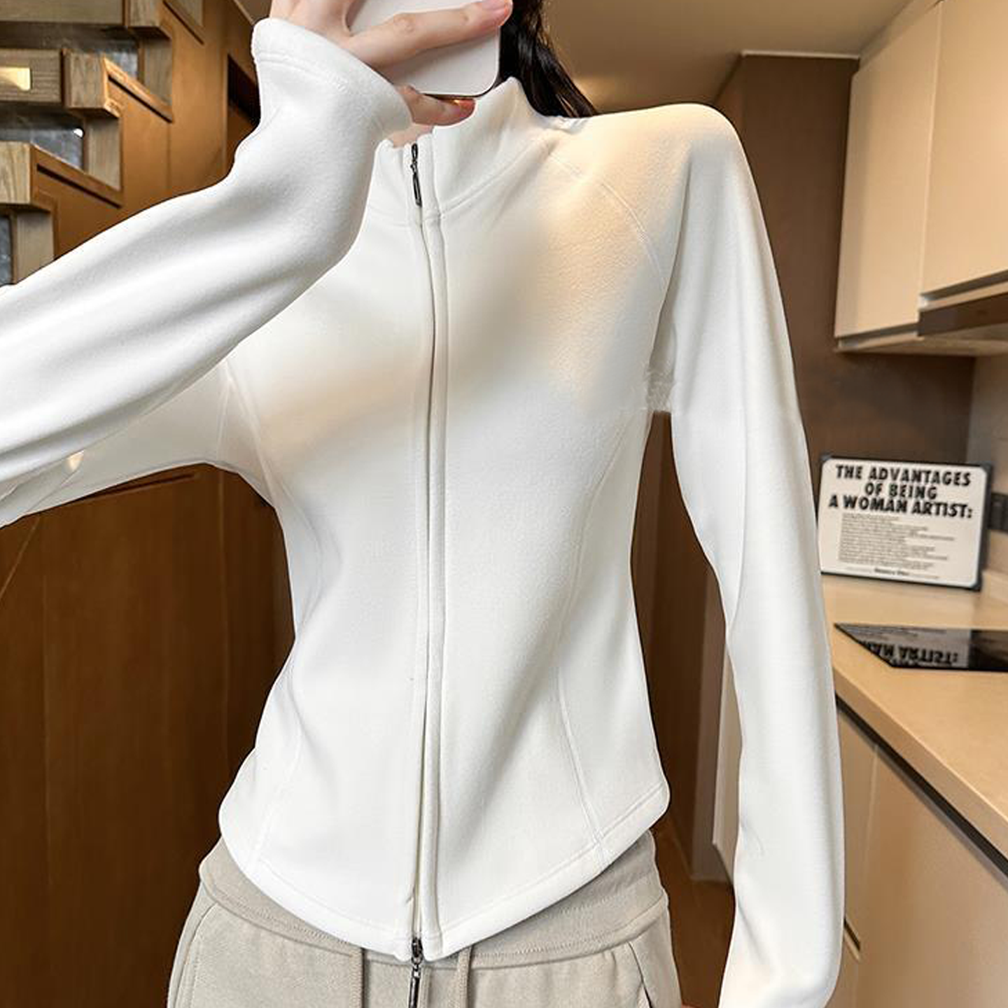 2025新款立领修身石墨烯外套秋冬季女款抓绒衣羊绒蚕丝冲锋衣内胆