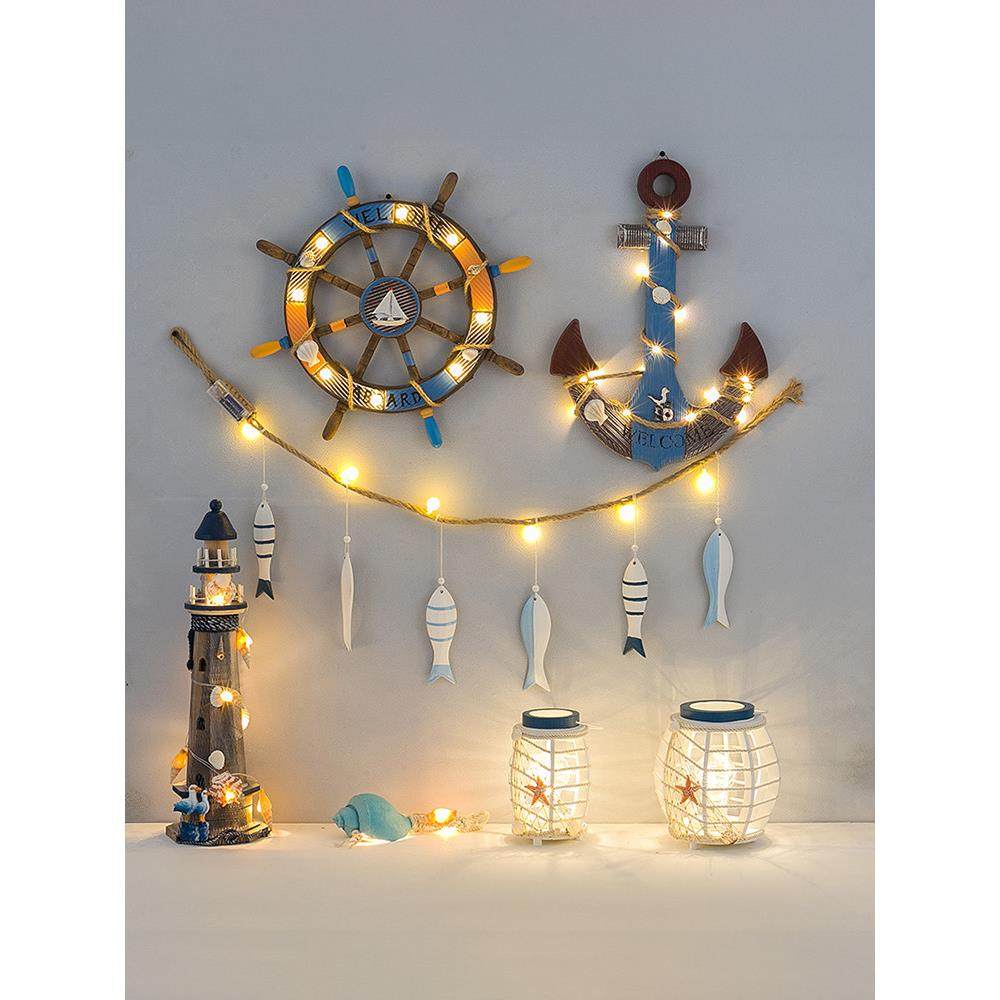创意led发光地中海海洋风格家居夜灯船舵挂件个性室内卧室装饰品,家居饰品,壁饰,淘宝优惠券,粉丝福利购,淘宝优惠卷