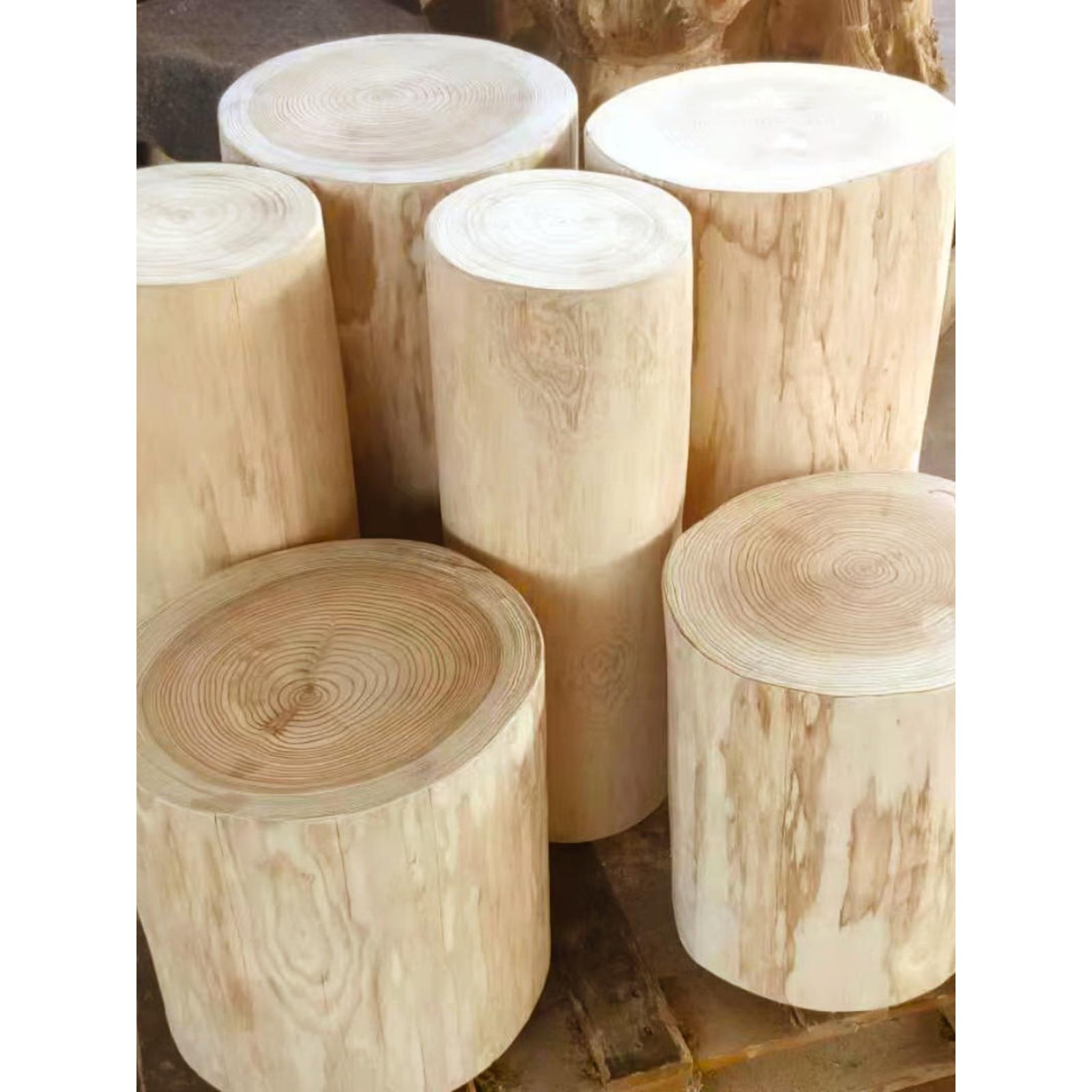 杉木墩子实木圆凳原木根雕木桩矮凳树墩摆件底座木支架换鞋木凳子