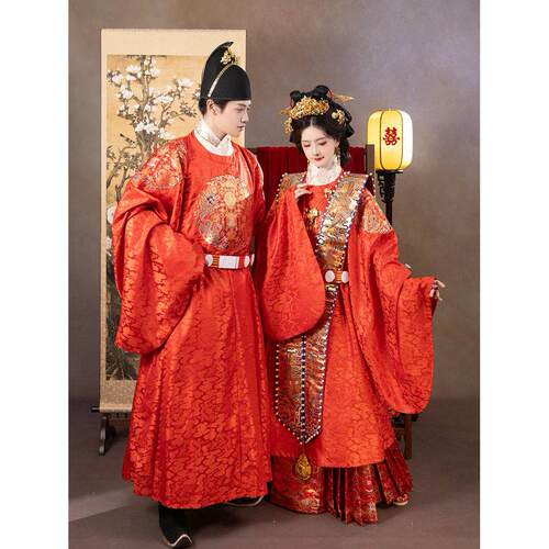 【砚滨纱】明制真金通云龙纹彷缎面圆领袍汉服婚服四团补服