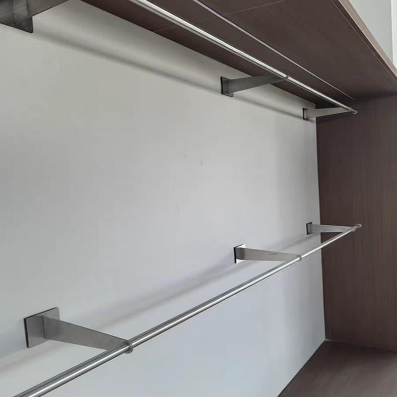 服装店展示架上墙不锈钢挂衣杆壁挂式陈列货架女装店专用衣服架子