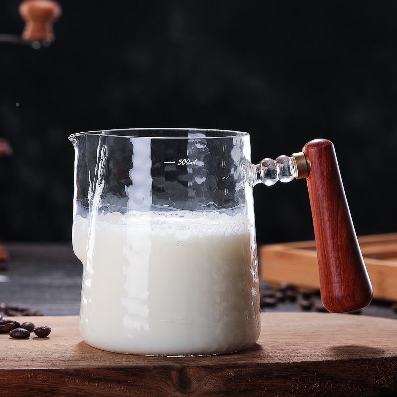 泡拉杯 咖啡拉花缸加厚手工锤纹高硼硅玻璃花咖啡机 配K-L0010套