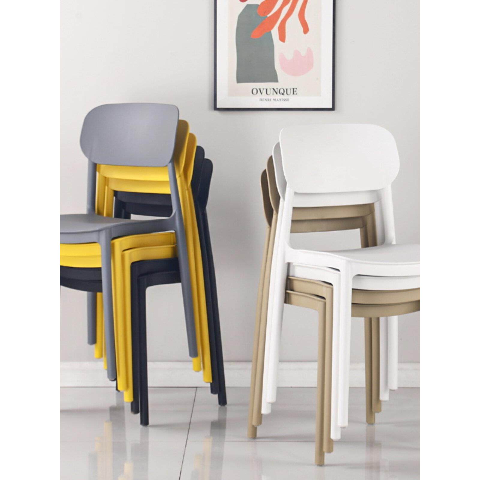 现代简约餐厅靠背网红书桌凳子家用塑料餐椅懒人休闲加厚北欧办公