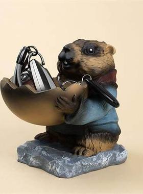 哪咤2可爱土拨鼠存钱罐卡通收纳玄关客厅烟灰缸生肖鼠生日礼物