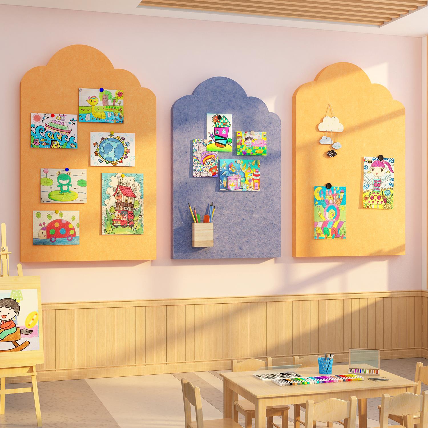 毛毡贴作品展示板画室布置装饰美术教幼儿园墙面环创主题文化成品