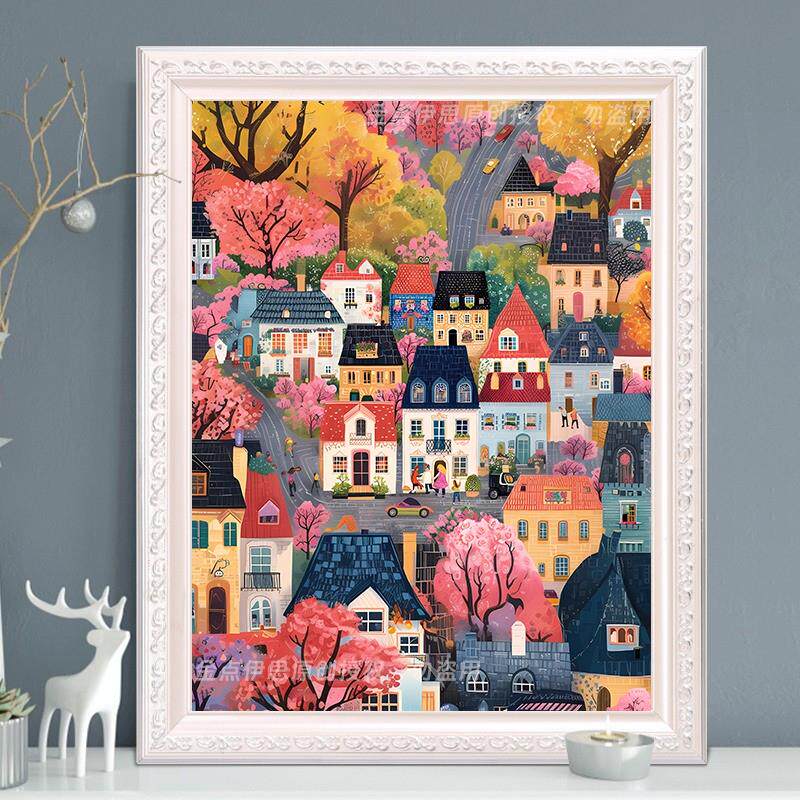 钻石画2025新款卡通童话小镇风景手工5d点贴钻十字绣客厅卧室满钻