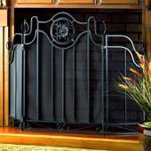 取暖器防火围栏壁炉门装 三折欧式 落地铁艺黑色壁炉隔断屏风新品 饰