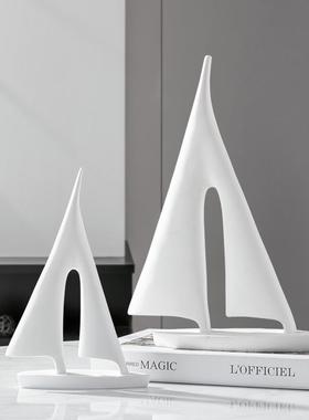 简约现代送礼金色一帆风顺摆件轻奢帆船办公室桌面工艺品客厅装饰