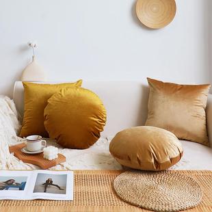 轻奢简约丽丝绒抱枕套客厅沙发靠垫床上靠枕圆枕圆形腰靠飘窗方枕