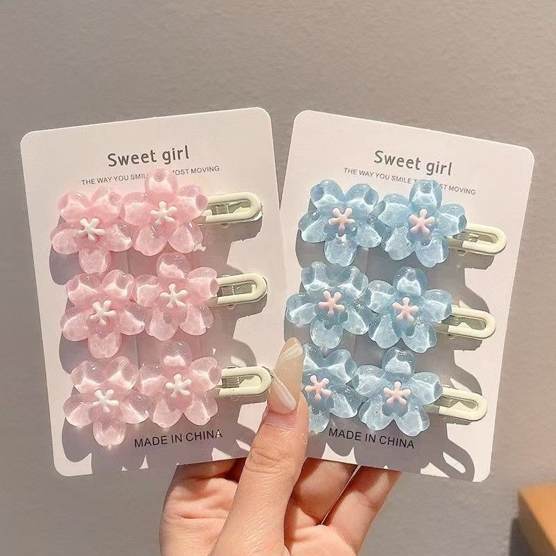 浪漫粉色果冻樱花发夹甜美少女刘海侧边花朵可爱发卡夹子头饰