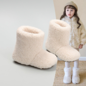 子软底防滑2025新款 女童一脚蹬雪地靴冬季 加绒保暖毛毛鞋 休闲棉靴