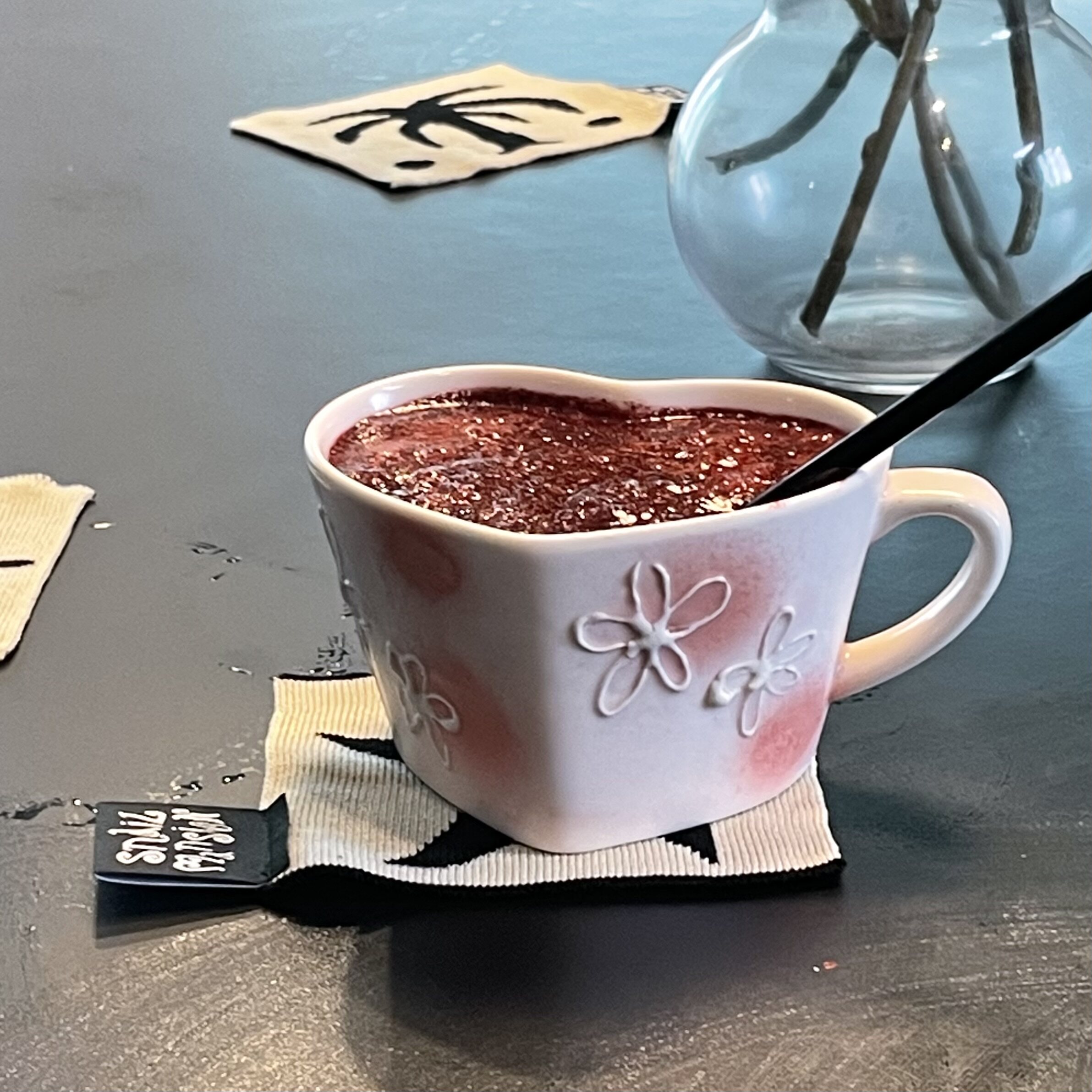 ABOAW小众花朵陶瓷咖啡杯爱心形杯身白色马克杯