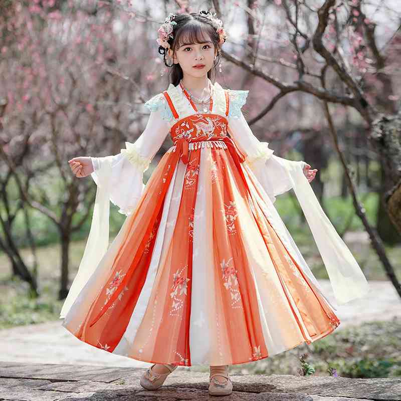 女童汉服春夏儿童中国风古装连衣裙2024新款女孩改良襦裙薄款唐装