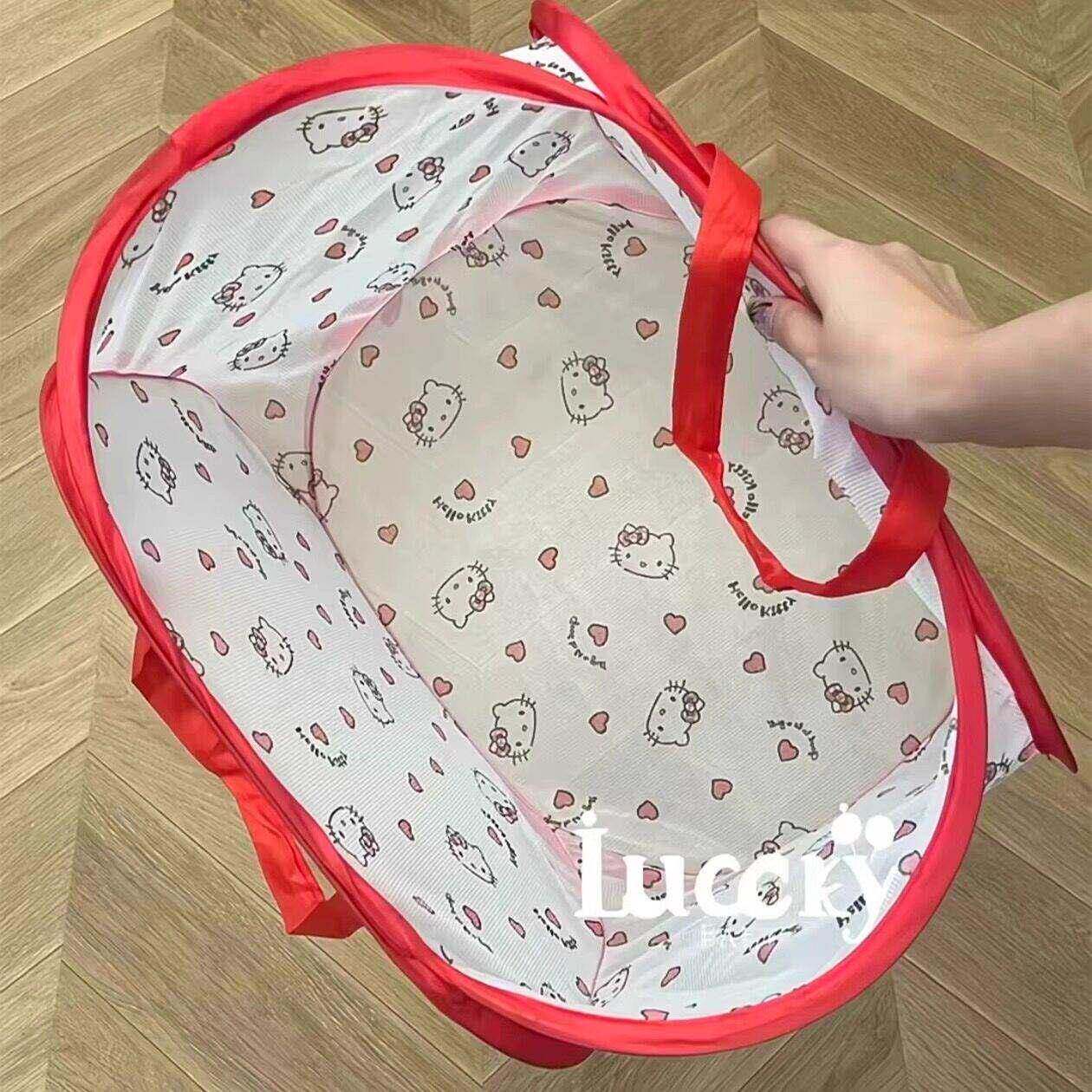 网红hellokitty可折叠后备箱收纳筐卡通可爱可携式车载零食杂物