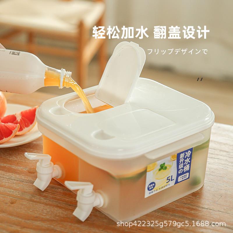 日式5L过滤带龙头冷水壶塑料大容量冰箱家用5升凉水壶耐高温果茶