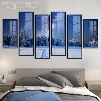 网红星空装饰画现代简室床头墙壁画太空银河系客约厅墙沙卧发背景
