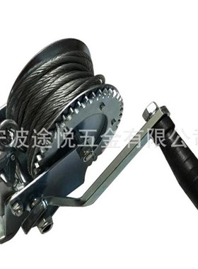 供应1000LBS手摇绞车手动绞盘带8S米钢丝绳拖车绞盘