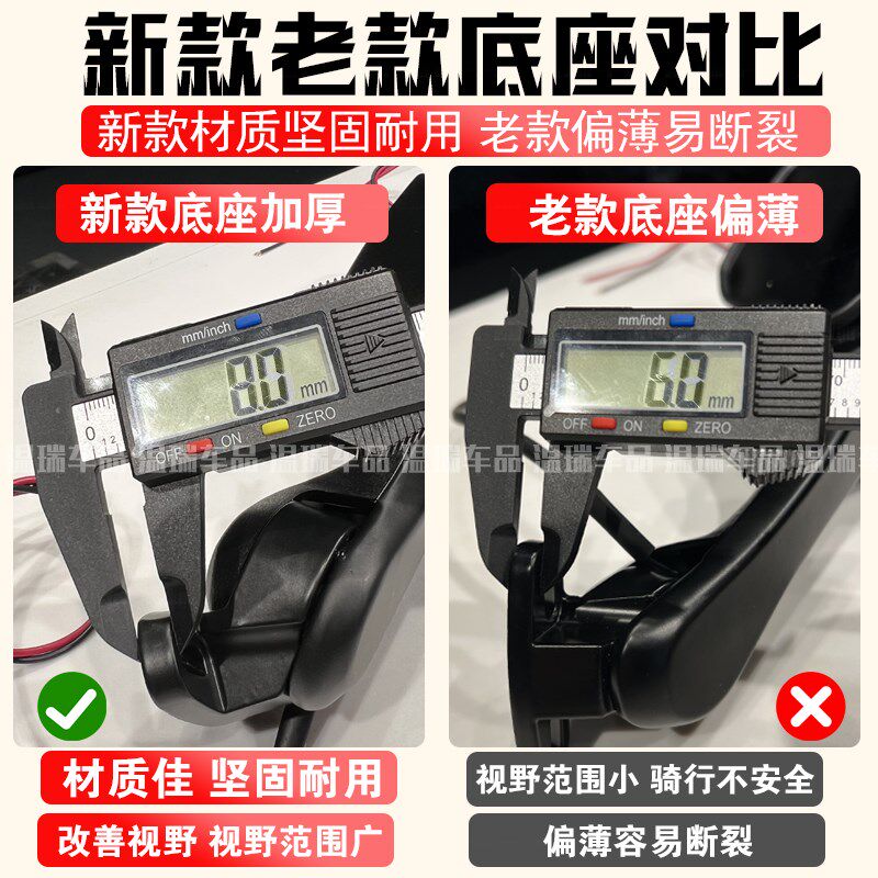 适用于钱江赛450后视镜大视野超广角大K牛倒车反光镜转向灯可折叠