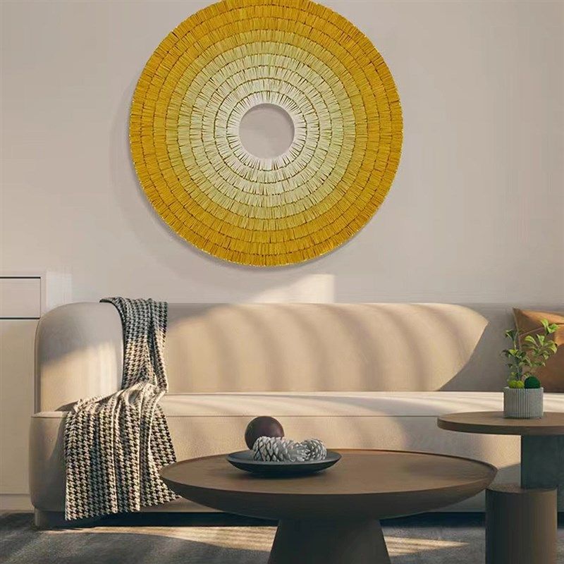 现代简约手绘渐变色圆形装饰画3d立体入户玄关客厅沙发Z背景墙实