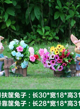 现货玻璃钢卡通兔子雕塑园林动物草坪装饰景观户外庭院.景观美陈