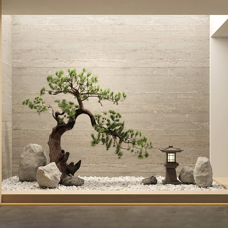 迎客松仿真树景观假树造景植物新中式罗M汉松橱窗高端装饰摆件