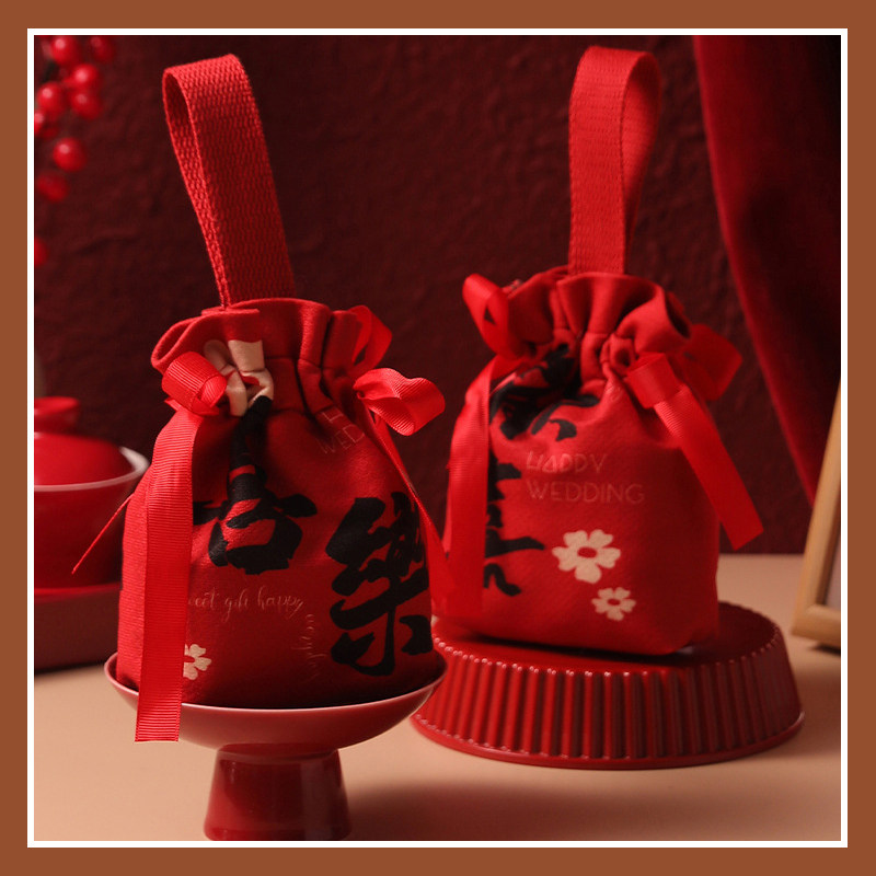 喜糖袋子结婚专用糖果袋2025新款糖盒免折叠婚礼手提布袋回礼喜袋