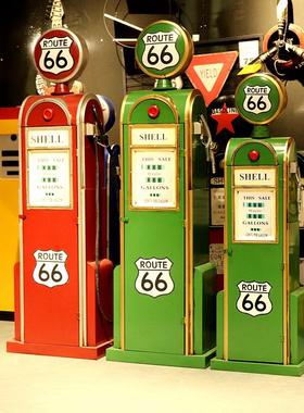 复古工业风加油机模型铁艺装饰摆件酒吧咖啡餐厅店铺创意橱窗道具