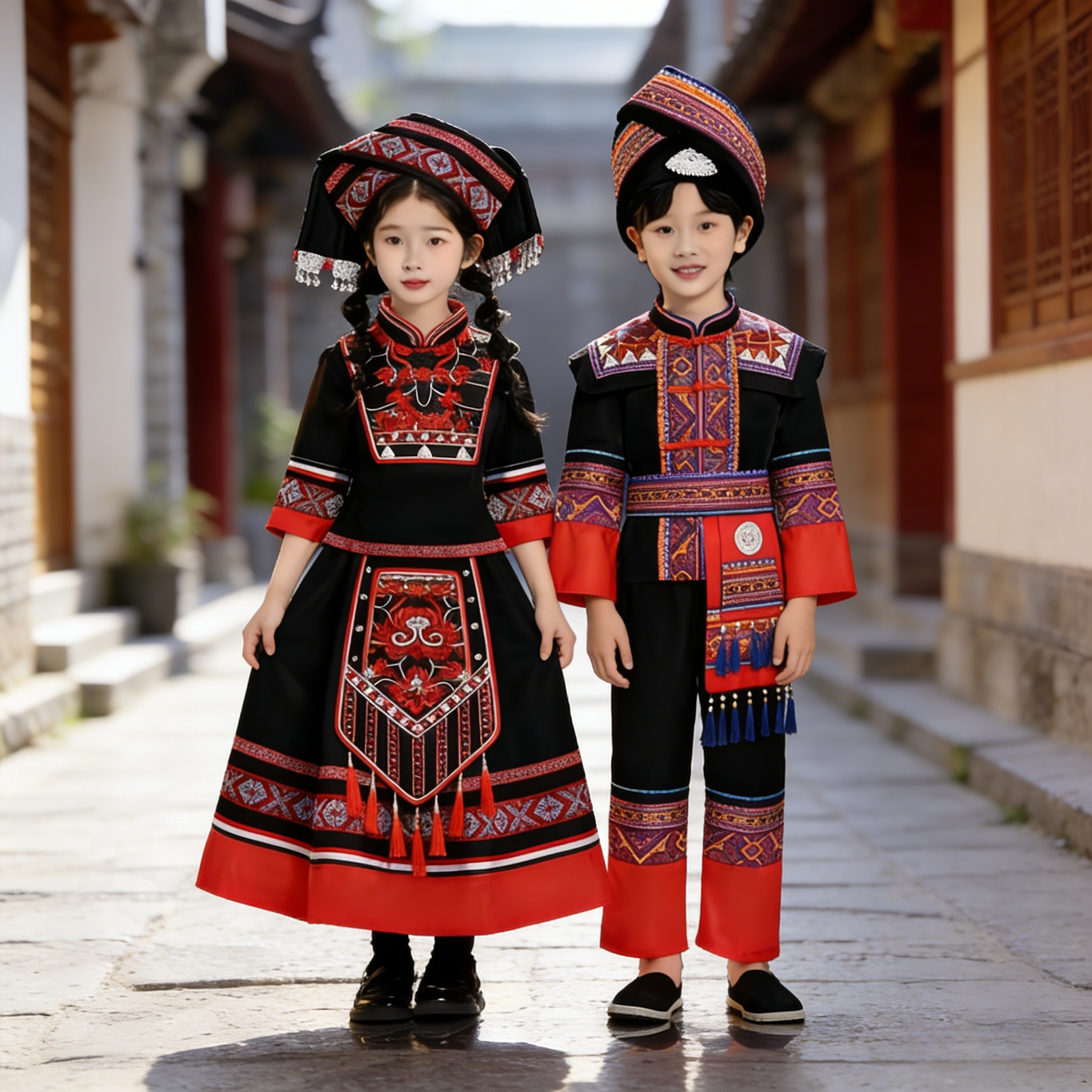 三月三儿童少数民族服装壮族男童女童苗族演出服瑶族哈尼族广西图片