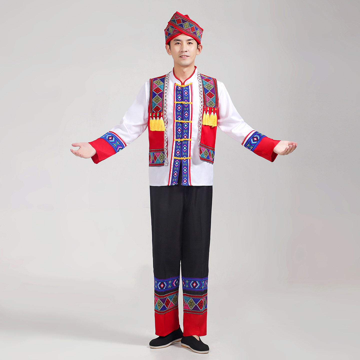 少数民族服装男士广西壮族苗族土家族彝族傣族成人葫芦丝演出服饰