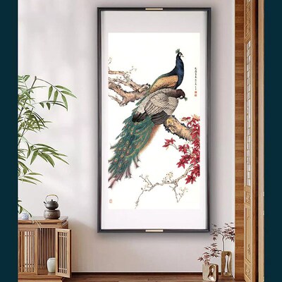 苏绣初学aDIY套件材料包 红叶情侣孔雀 玄关客厅卧室 刺绣装饰画