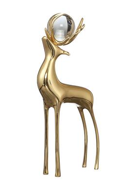 摆件鹿轻奢客厅酒柜电p视纯铜柜品现代装饰玄关家居水晶创意饰品