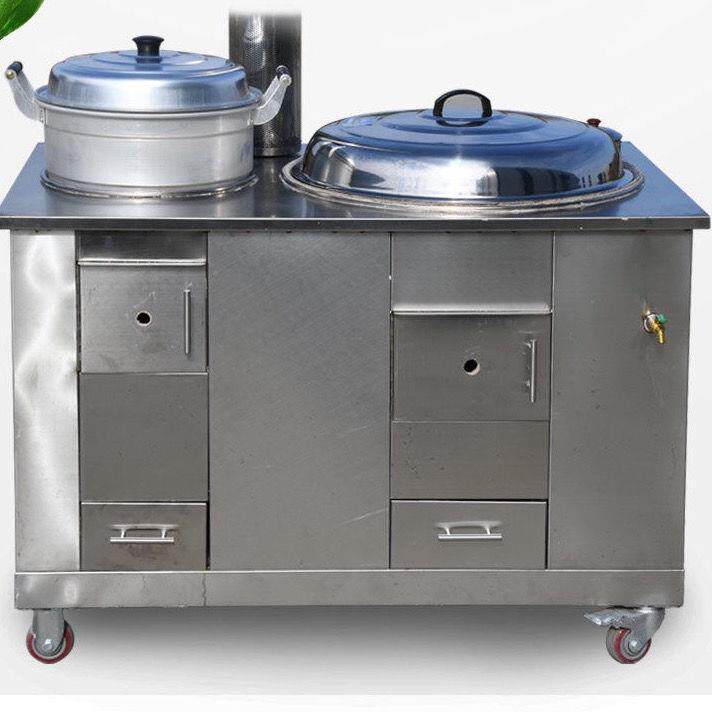 煲汤家用烧木柴新款加厚不锈钢移动双灶户外炉无烟大锅灶台