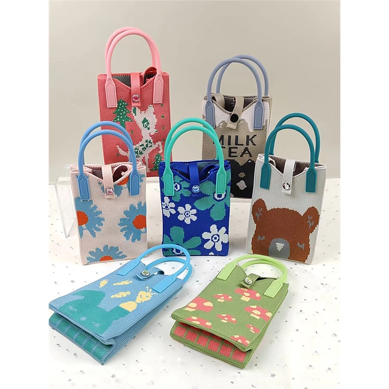 针织包女斜跨小巧手机包轻便迷你单肩可爱韩版时尚零钱手提小方包