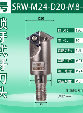 SRW锁牙式牙刀头M30 Mu36 M42牙刀深孔螺纹铣刀头钨钢抗震杆螺纹