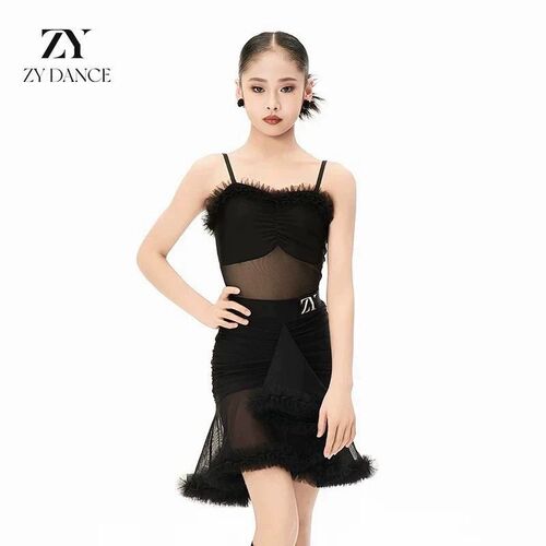 Zydance舞蹈服装春夏儿童拉丁舞服装女生专业表演练习服装高端吊