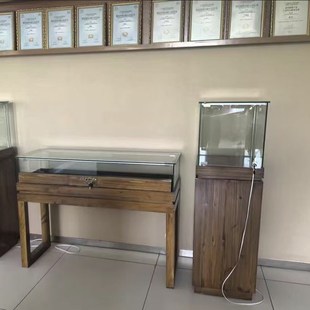 实木复古饰品柜珠宝玉器展示柜博物馆古董文玩展柜玻璃首饰展示柜