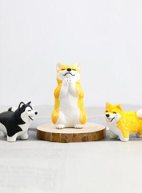 祈祷柴犬陶瓷装饰品创意装饰可爱的小狗娃娃办公室桌面工作站装饰