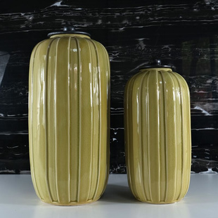饰收纳罐摆件 玄关装 绿色冰裂釉陶瓷储物罐售楼部家居软装 现代中式