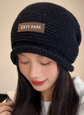 网红毛线帽女针织包头帽