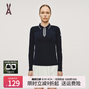 长袖 小衫 AOT 女士POLO衫 吸湿排汗透气防晒 撞色印花 通勤百搭