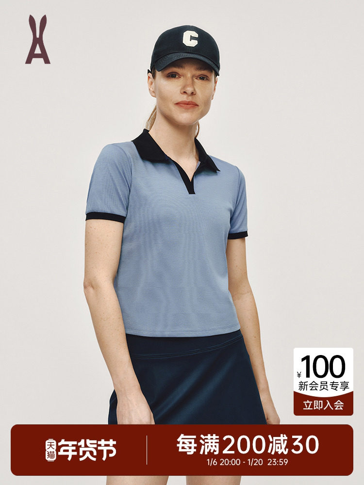 AOT SHORT SLEEVE GOLF POLO SHIRT WOMENS TRIACETATE SOFT AND COMFORTABLE SLIM WAIST SLIM ATHLETIC