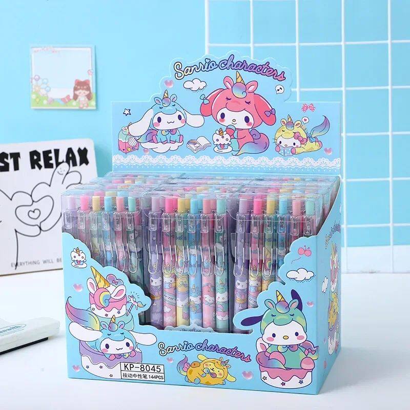 산리오 젤 펜 12개 쿠로미 헬로 키티 멜로디 귀여운 박스형 P
