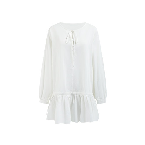 white dress 白吐司法式棉质衬衫连衣裙