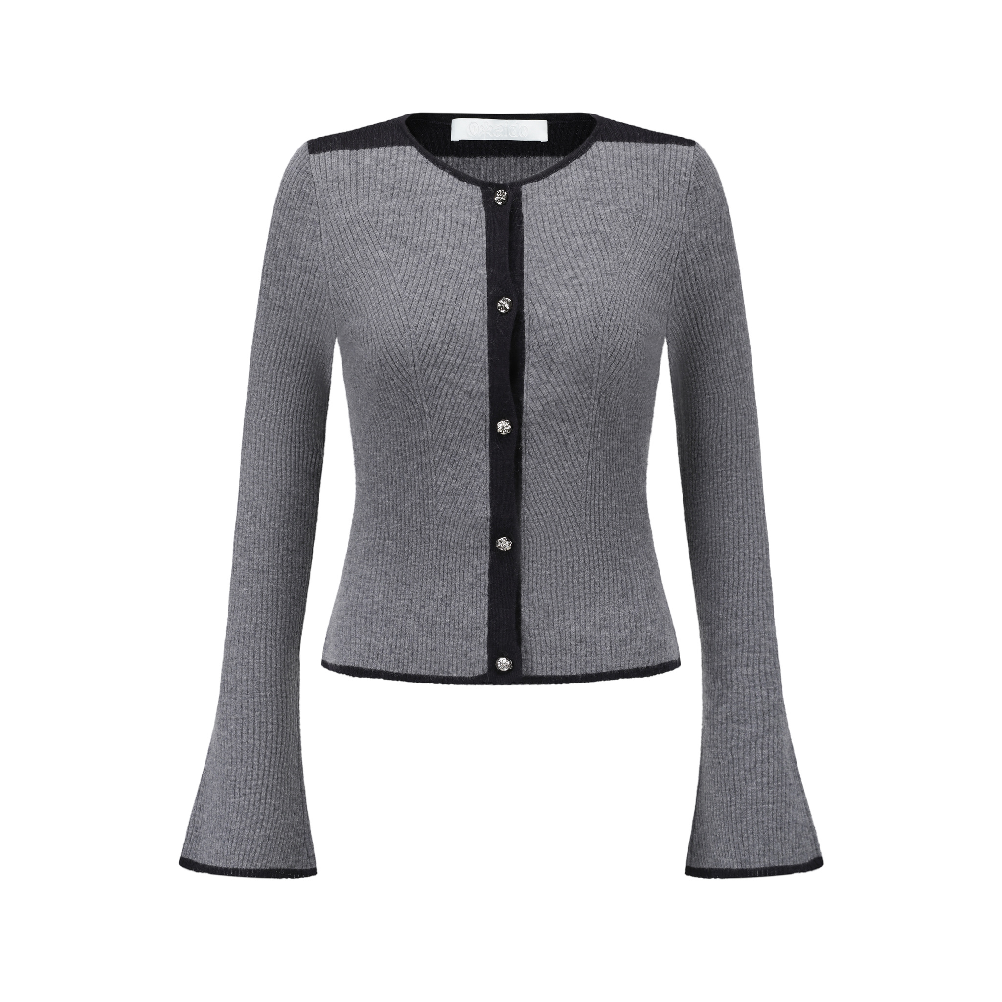 Shadow Line Cardigan 灰撞色藏青羊毛开衫