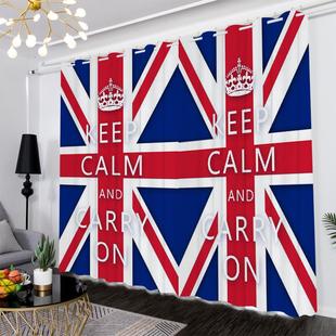 饰背景 北欧英伦风英国国旗美国国旗全遮光窗帘定制隔断客厅酒吧装