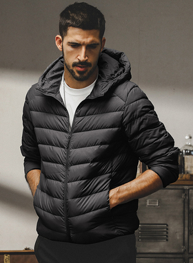 高绒羽绒服男轻薄便携内搭徒步旅游户外登山防静电冬季连帽外套男