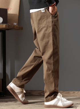 格蓝鹿美式复古工装休闲裤男秋季新款宽松潮牌重磅新款阔腿长裤男